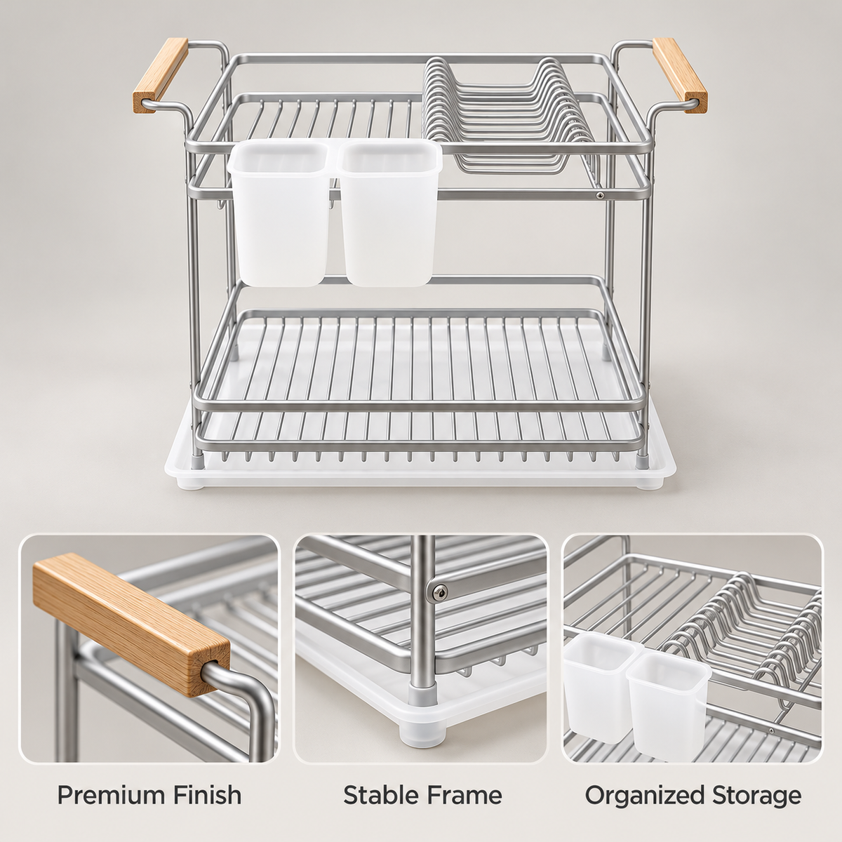 Multifunction Black Countertop Dish Drying Rack product features