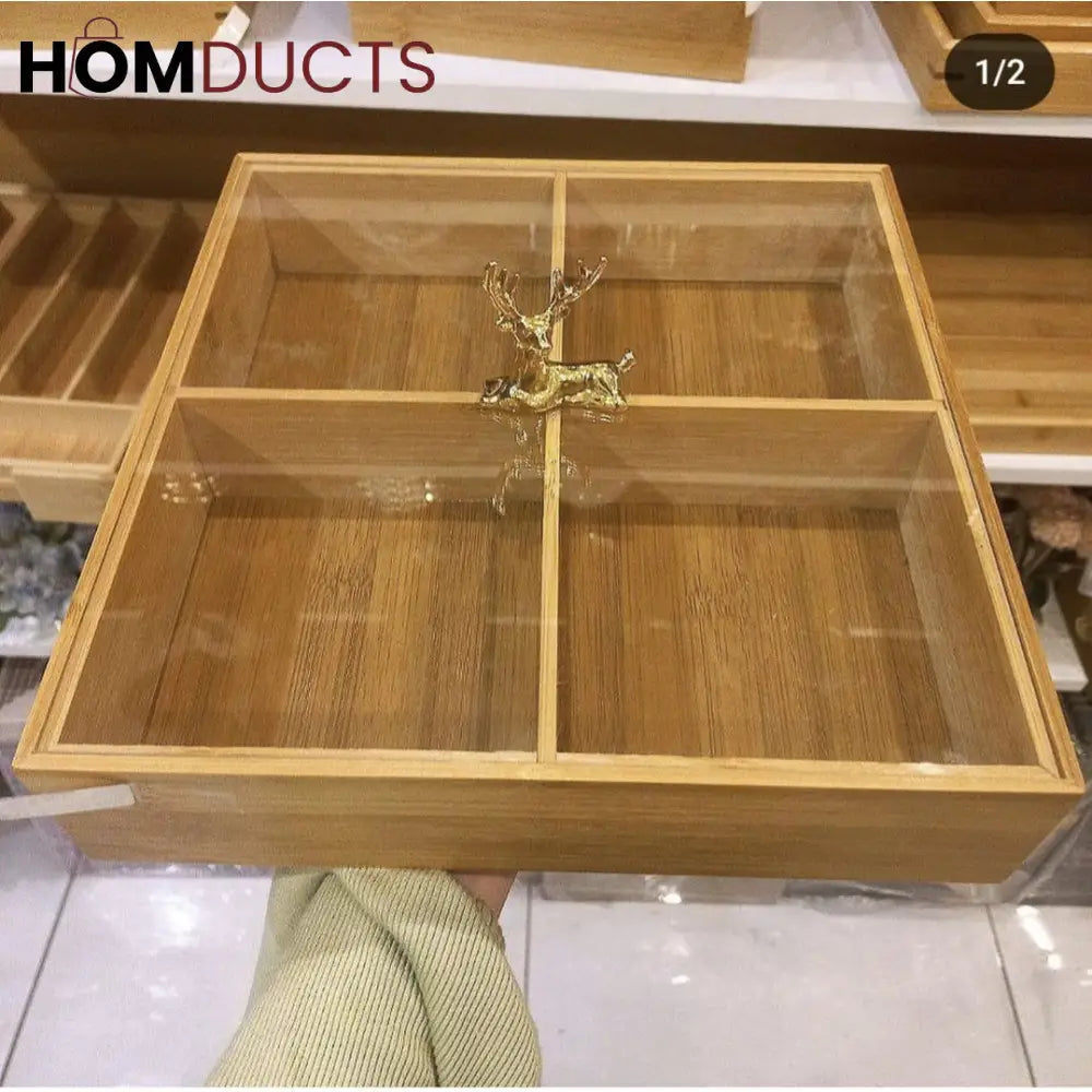 Luxury Bamboo 4 Partition Dry Fruit Dish