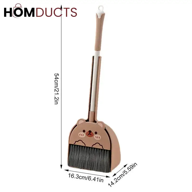Luxury Bear Themed Broom & Dustpan Set – Cute & Compact Home Cleaning Tool