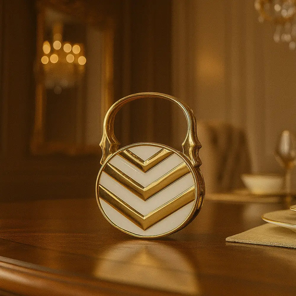 Luxury Chevron Accent Decor Piece – Gold & White Modern Home Ornament