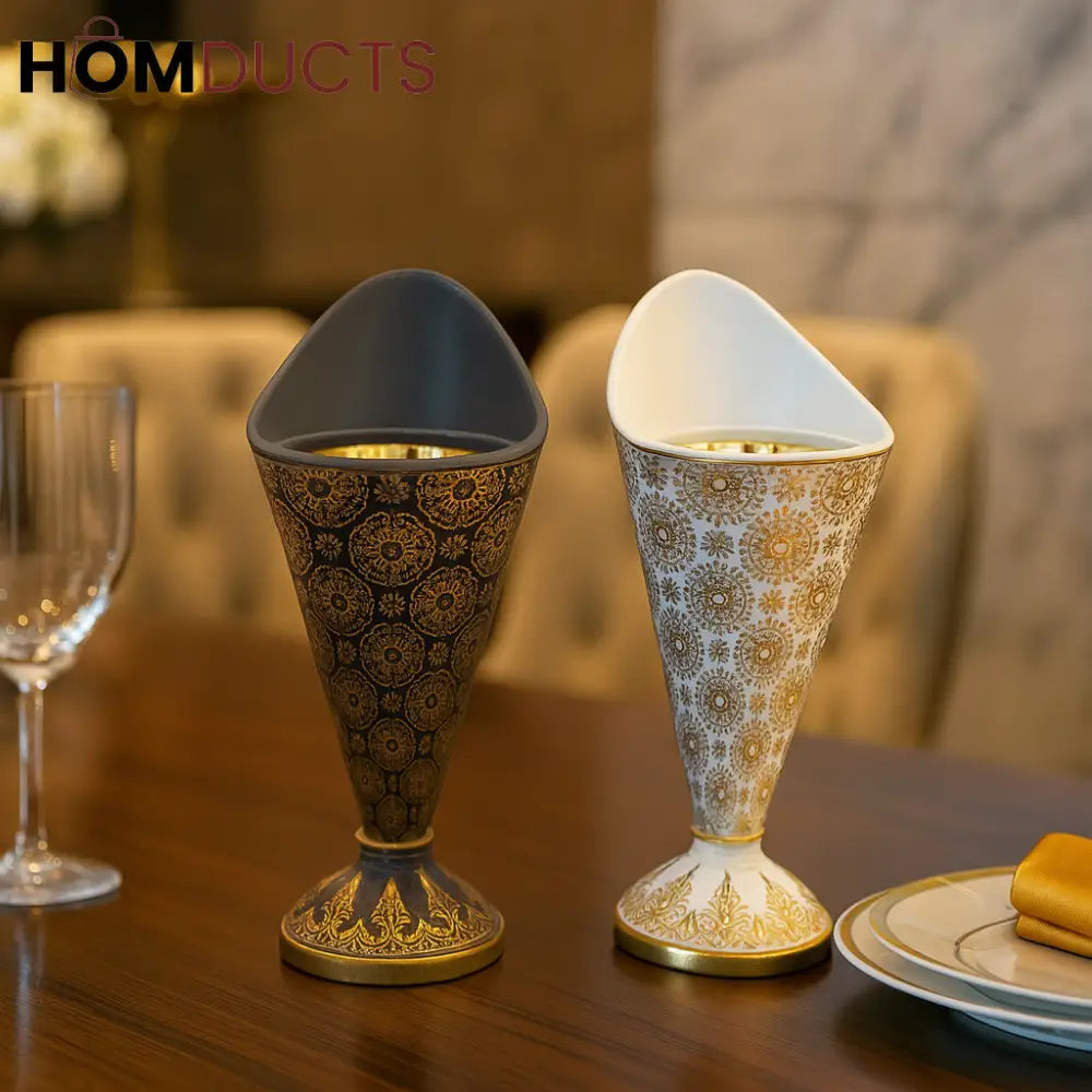 Luxury Cone-Shaped Gold Pattern Incense Burner