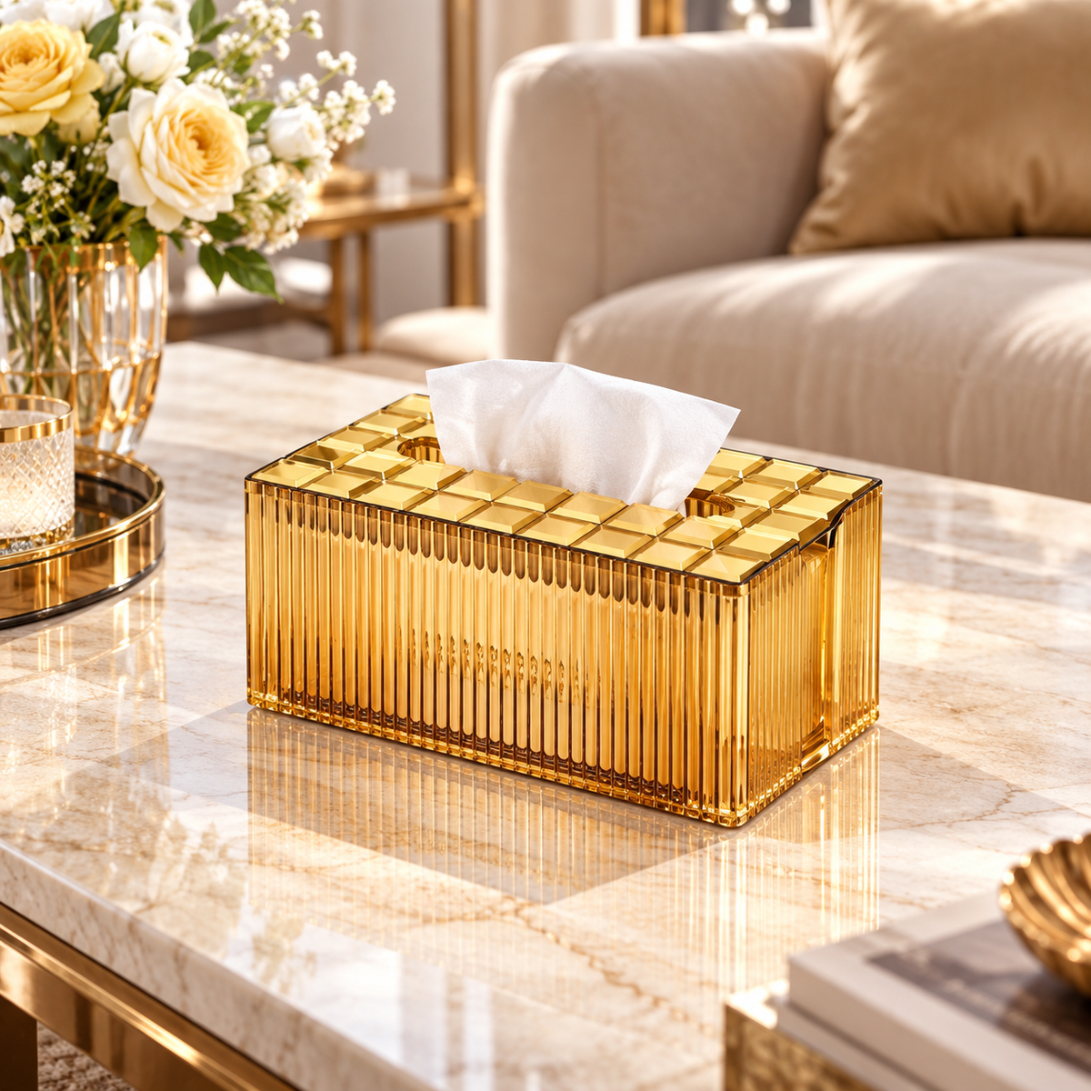 Luxury Golden Decorative Tissue Box