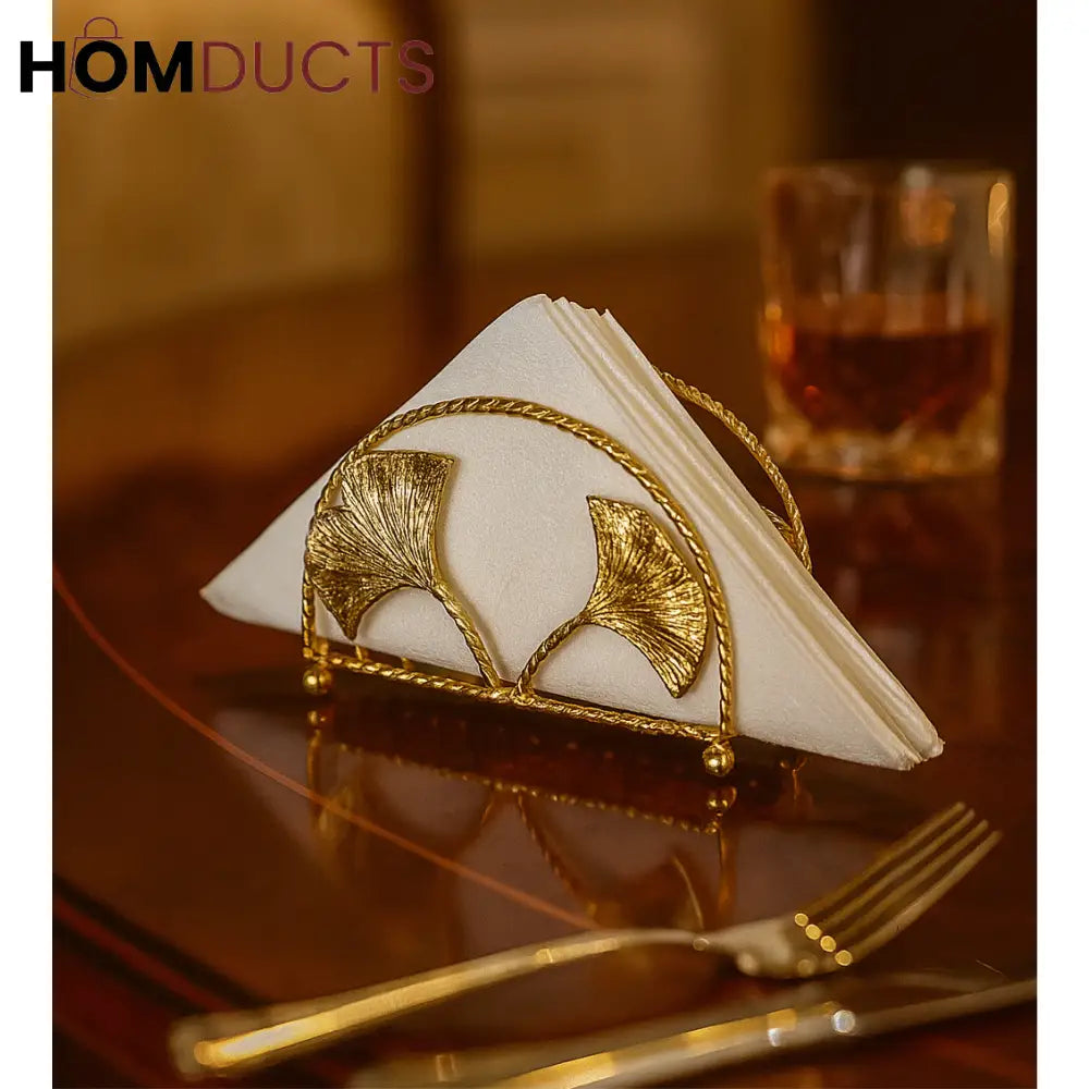 Luxury Golden Leaf Napkin Holder – Elegant Dining Table Accessory