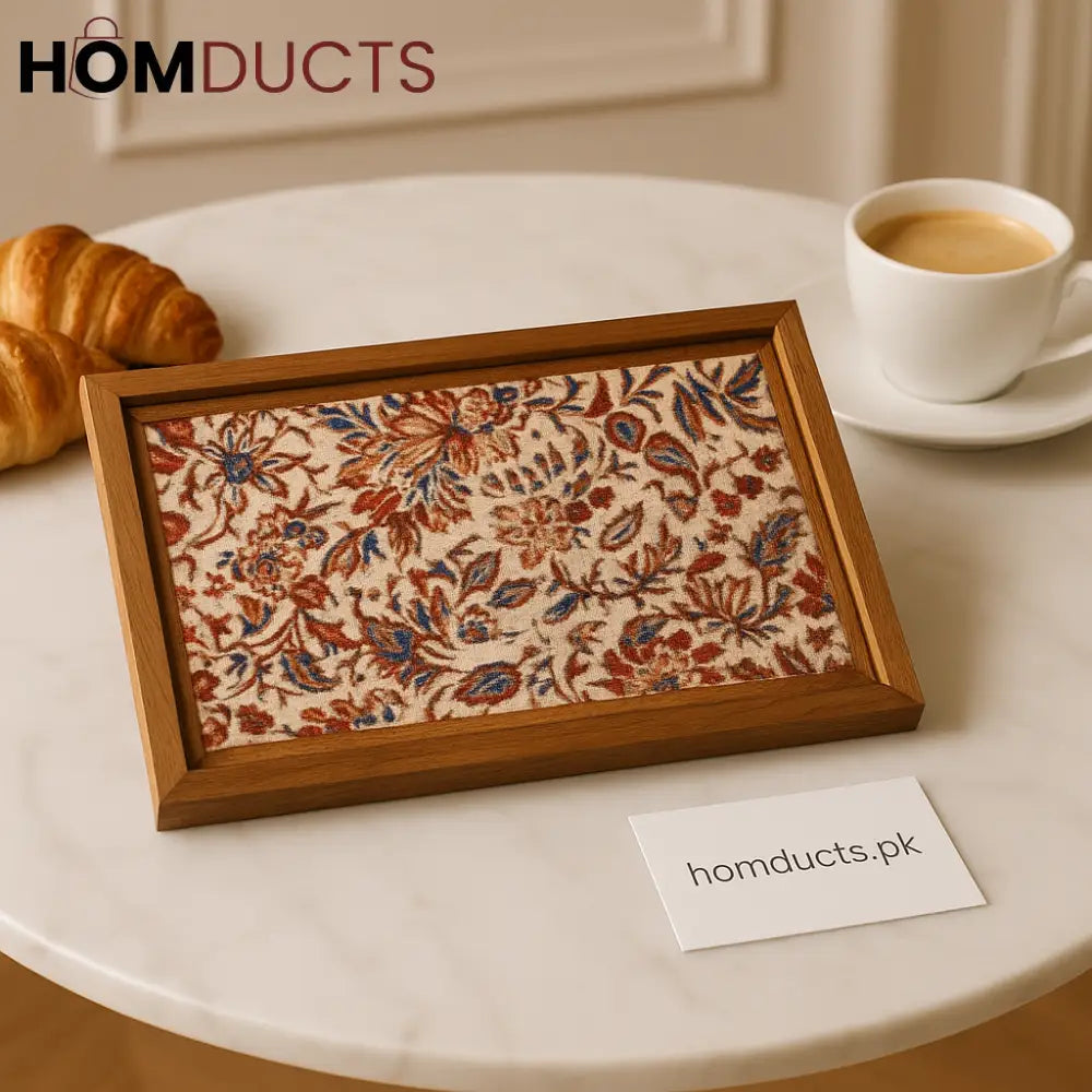 Luxury Handcrafted Floral Wooden Tray – Premium Décor Accent
