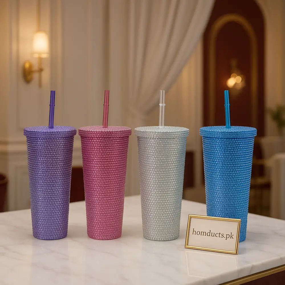 Luxury Rhinestone Tumbler Set – Sparkling Insulated Cups with Straw
