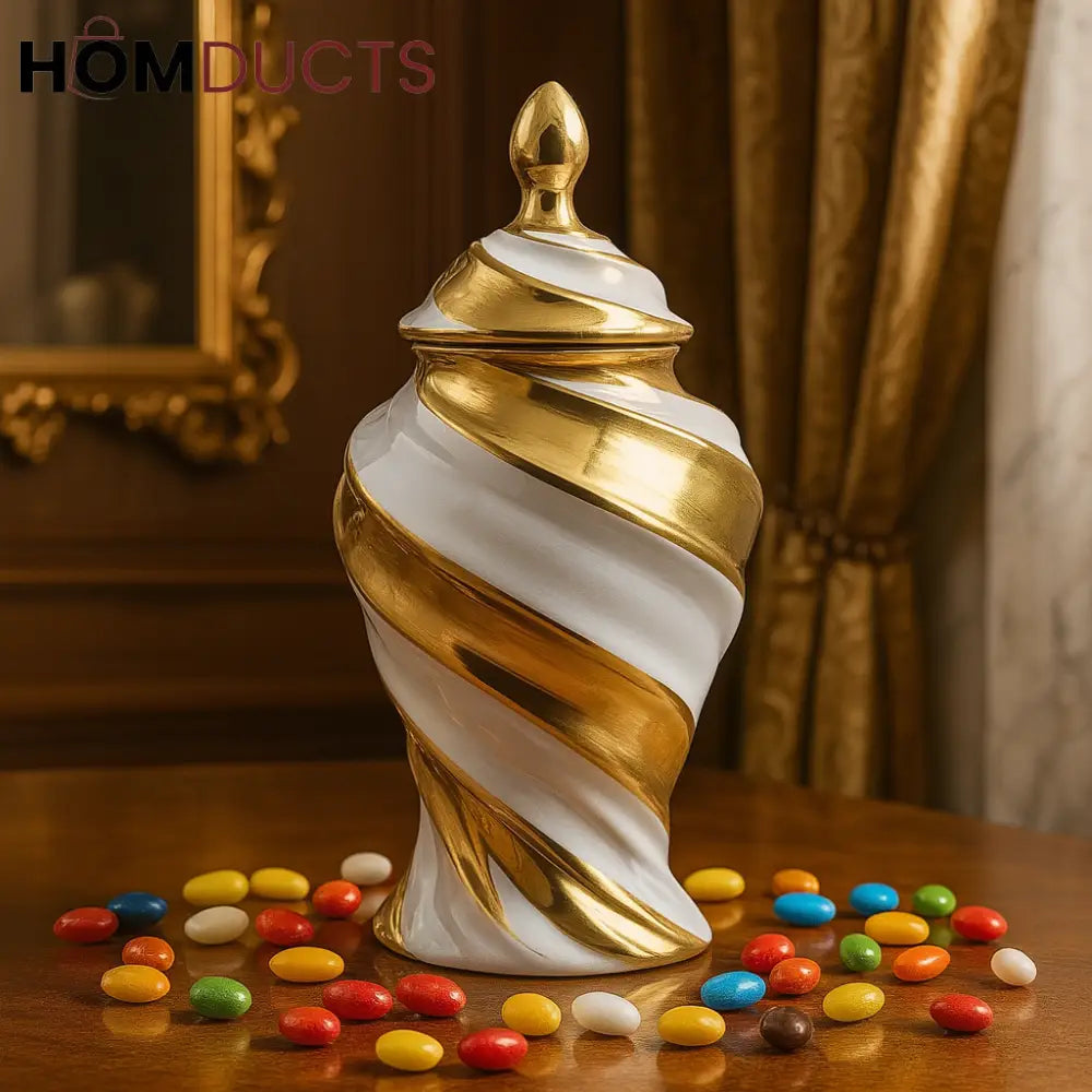Luxury Swirl Design Candy Jar with Lid – Elegant Decorative Storage