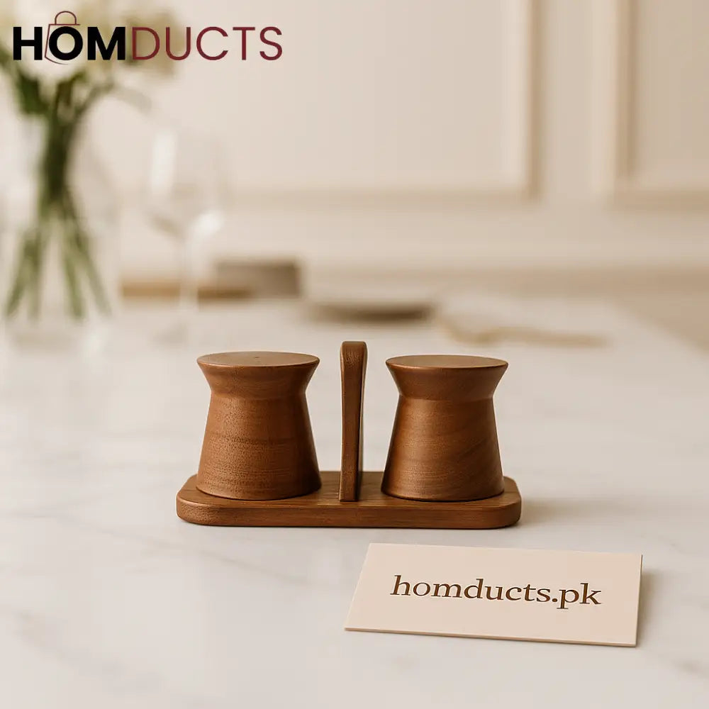 Luxury Wooden Salt & Pepper Shaker Set with Tray