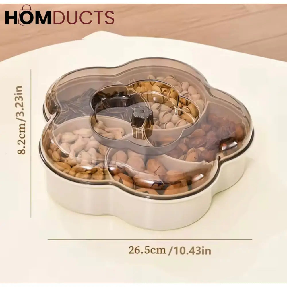 Modern 5-Compartment Serving Tray with Clear Lids - Keep Snacks Fresh & Organized