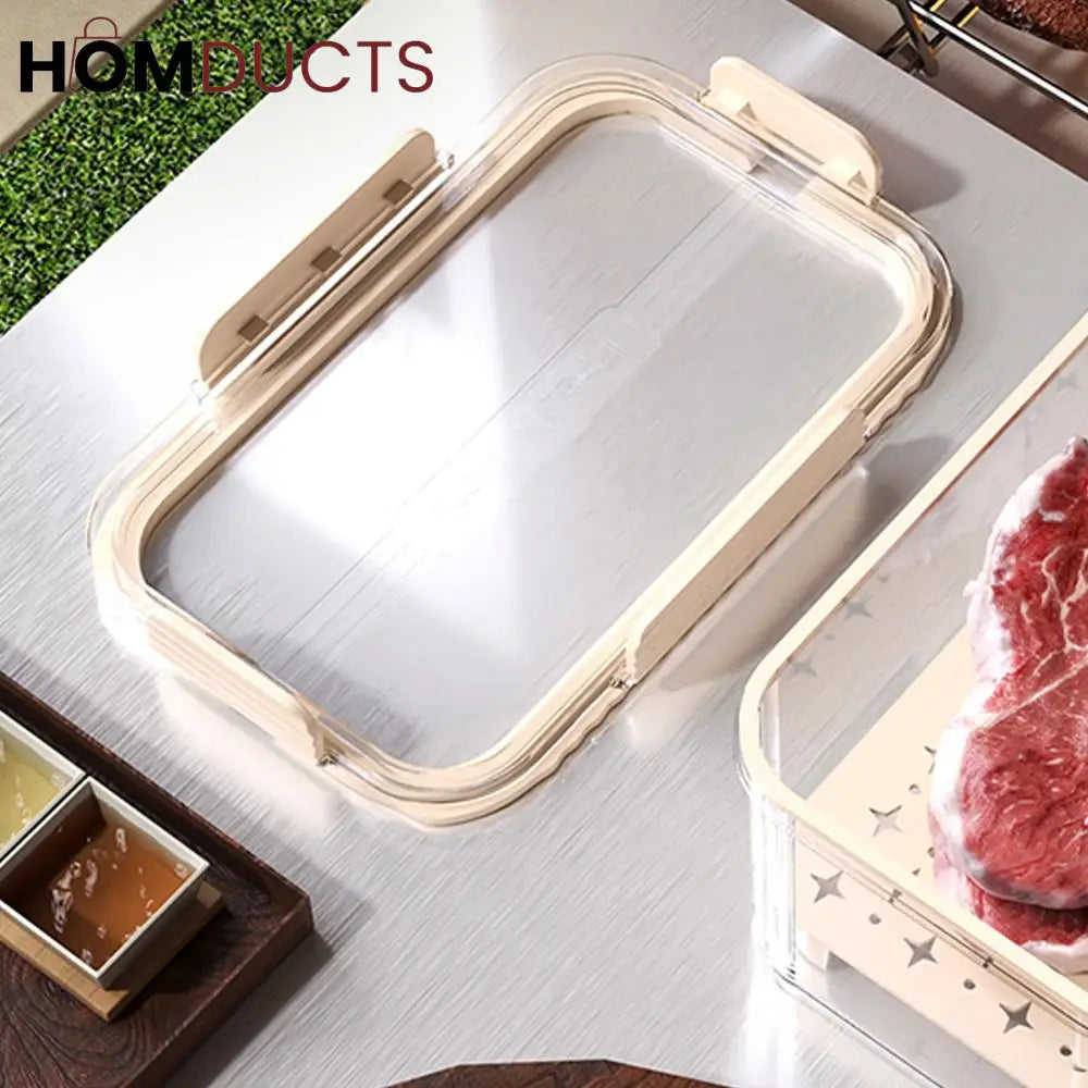 Multi-Layer Airtight Vegetable Storage Container with Drain Tray & Freshness Lock for Fridge and Kitchen