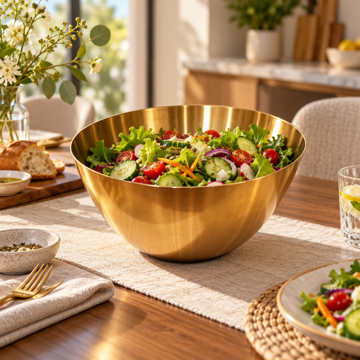 Gold Stainless Steel Salad & Serving Bowl