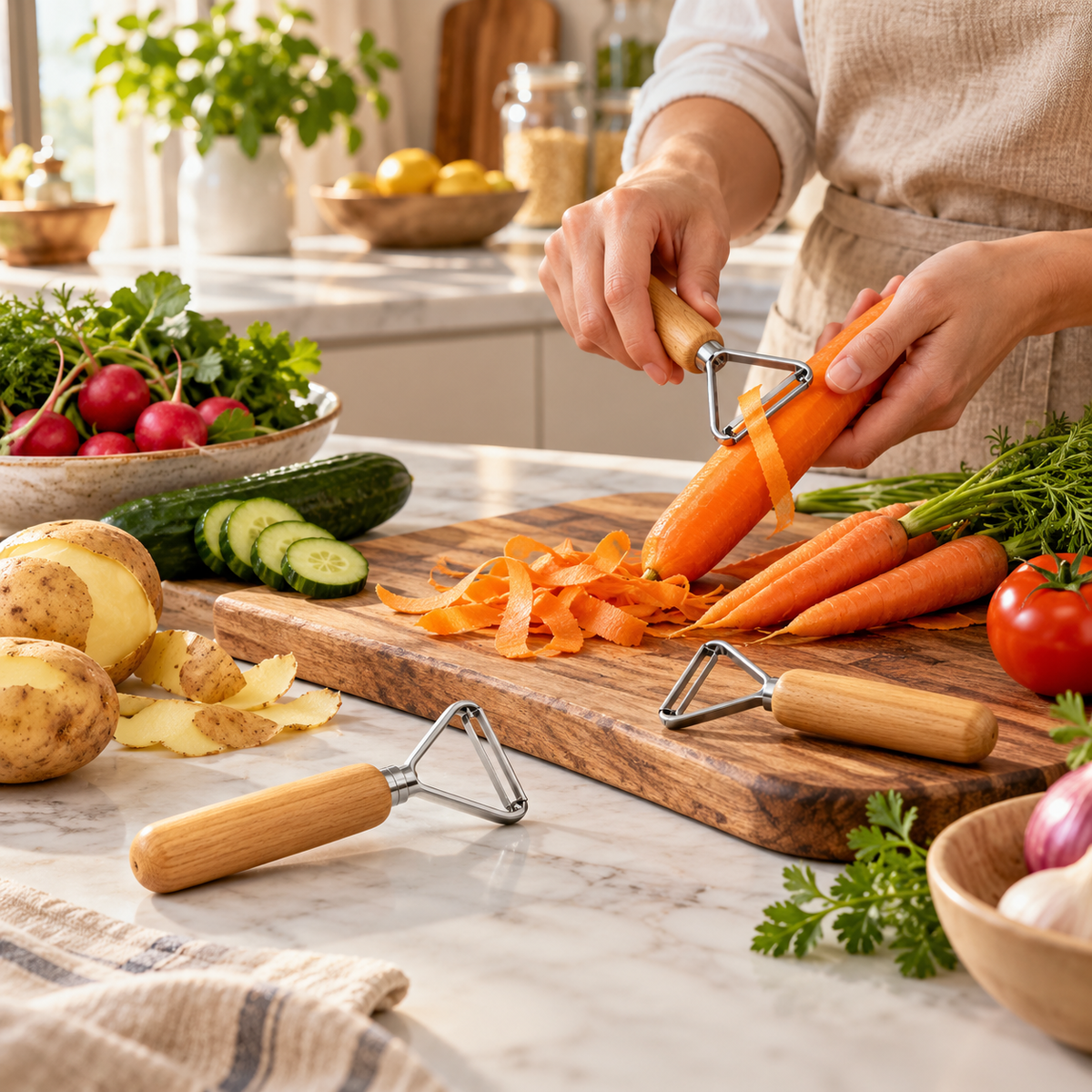 Wood Handle Stainless Steel Vegetable Peeler