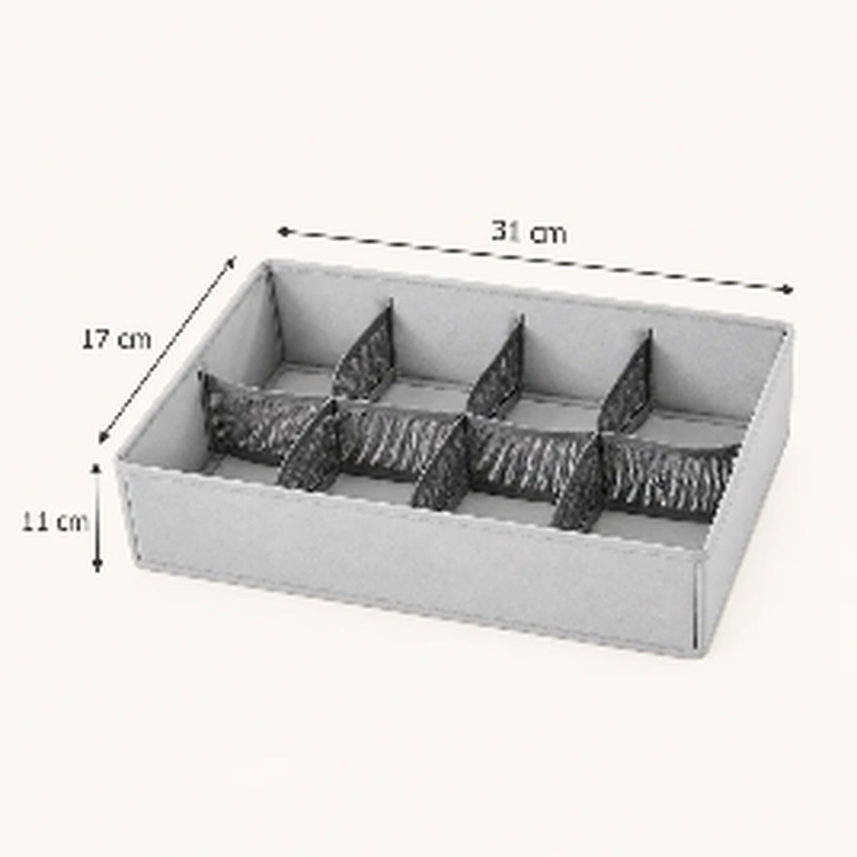 8-grid organizer dimensions