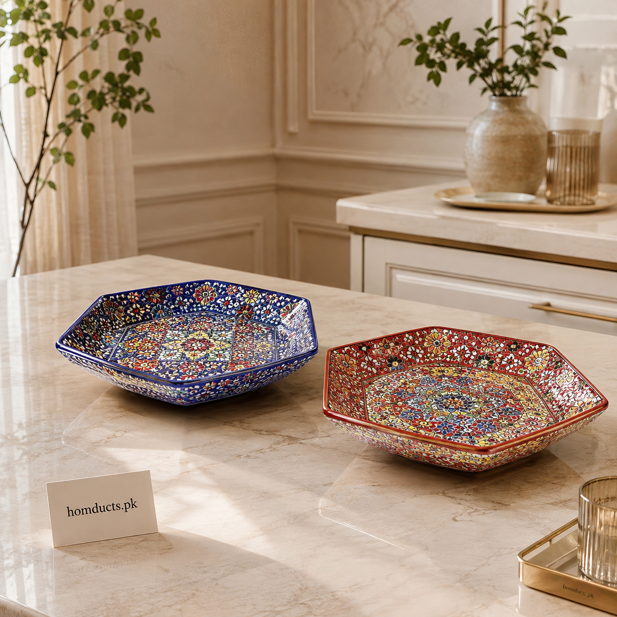 Premium Hexagonal Decorative Ceramic Serving Dish