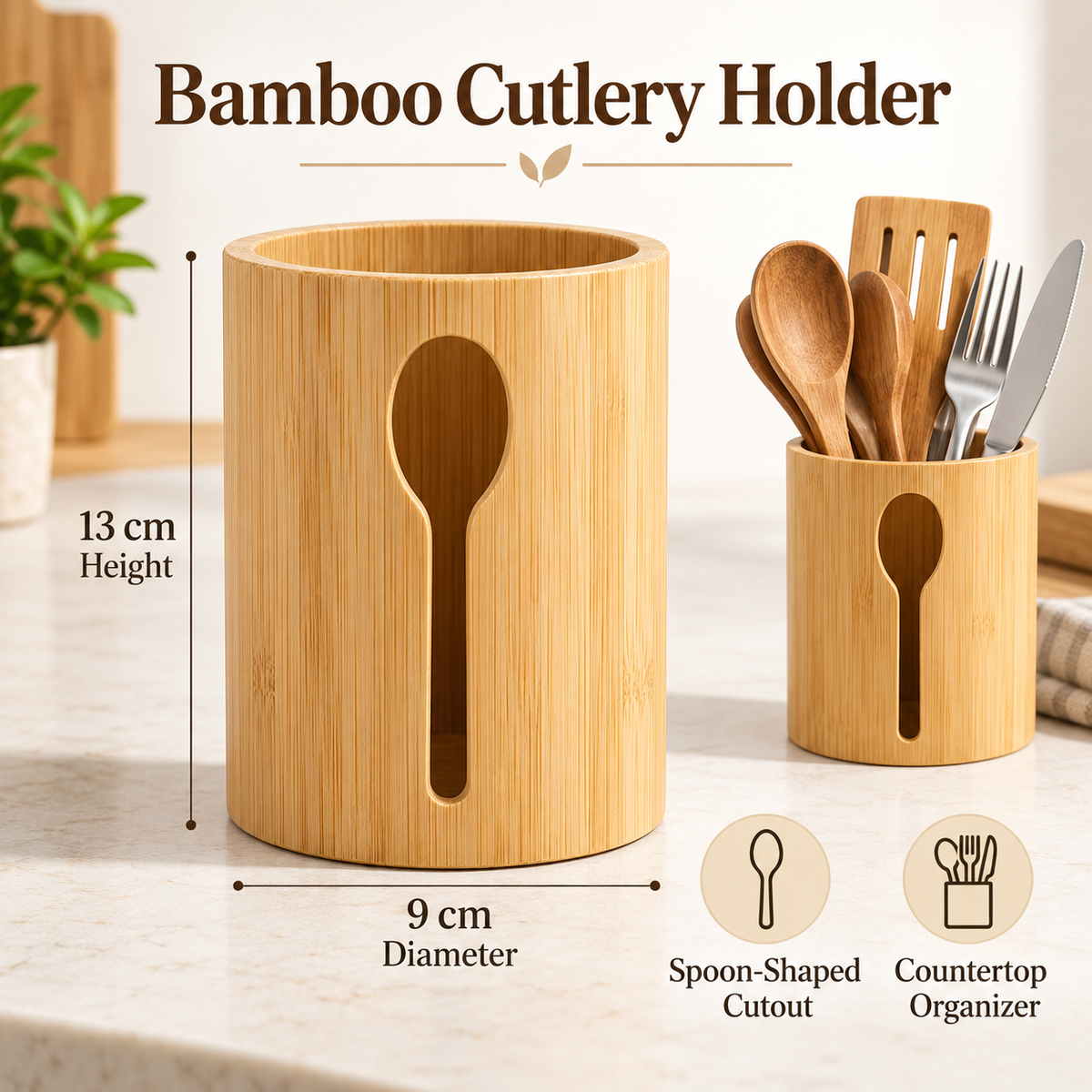 Bamboo cutlery holder dimensions