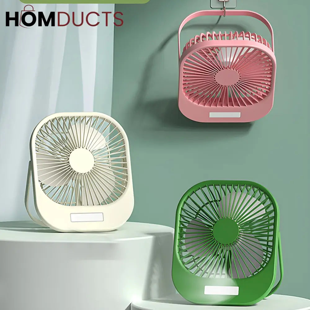 Portable Mini Fan with Super Wind Power, 3-Speed & LED Torch