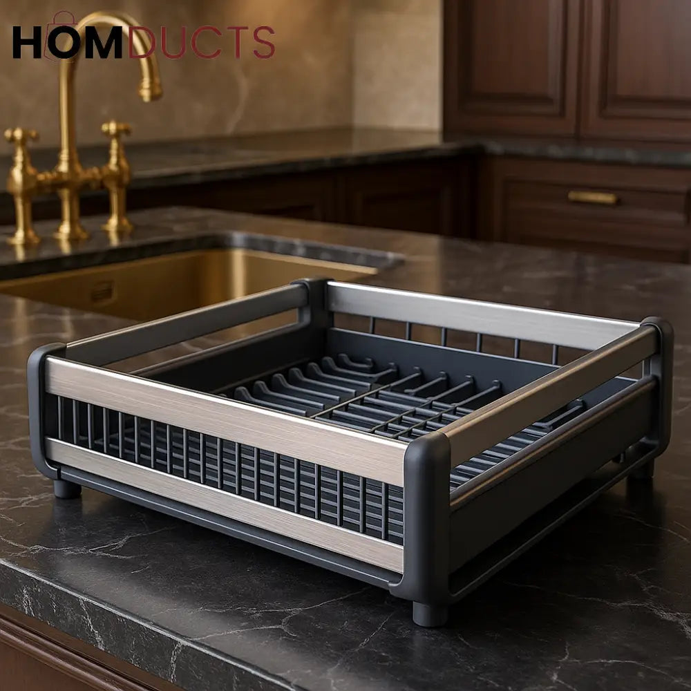 Premium Expandable Dish Drying Rack with Cutlery Holder – Modern Kitchen Organizer
