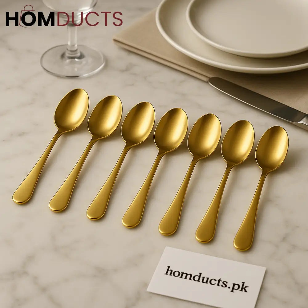 Premium Gold Teaspoon Set – 6 Pieces