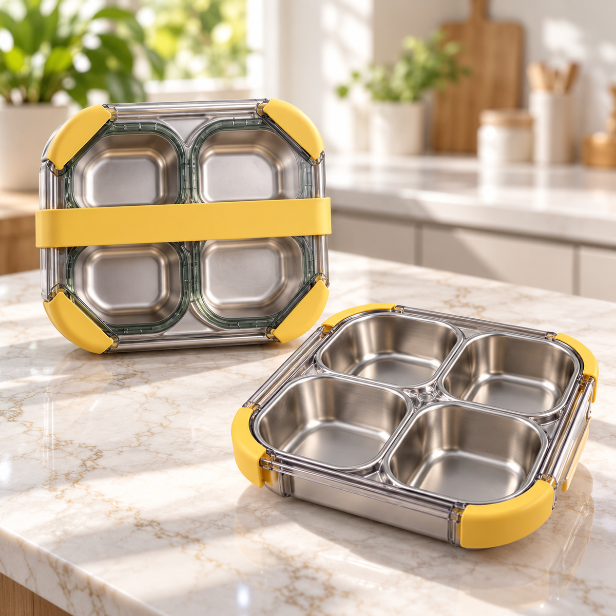 Premium SUS 304 four-compartment lunch box