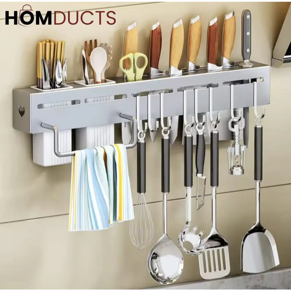 Premium Wall-Mounted Knife & Utensil Organizer Rack – Matte Finish