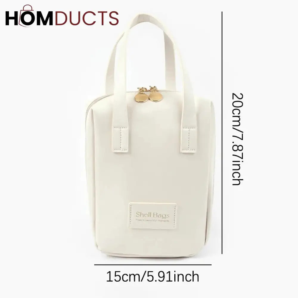 Pu Faux Leather Cosmetic Bag With Zipper