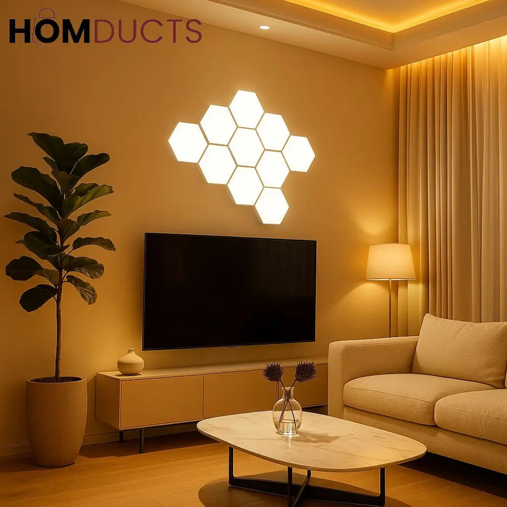 Quantum Hexagon LED Wall Lights – RGB Touch Sensor Modular Panels for Room & Gaming Decor – Battery Operated & Smart