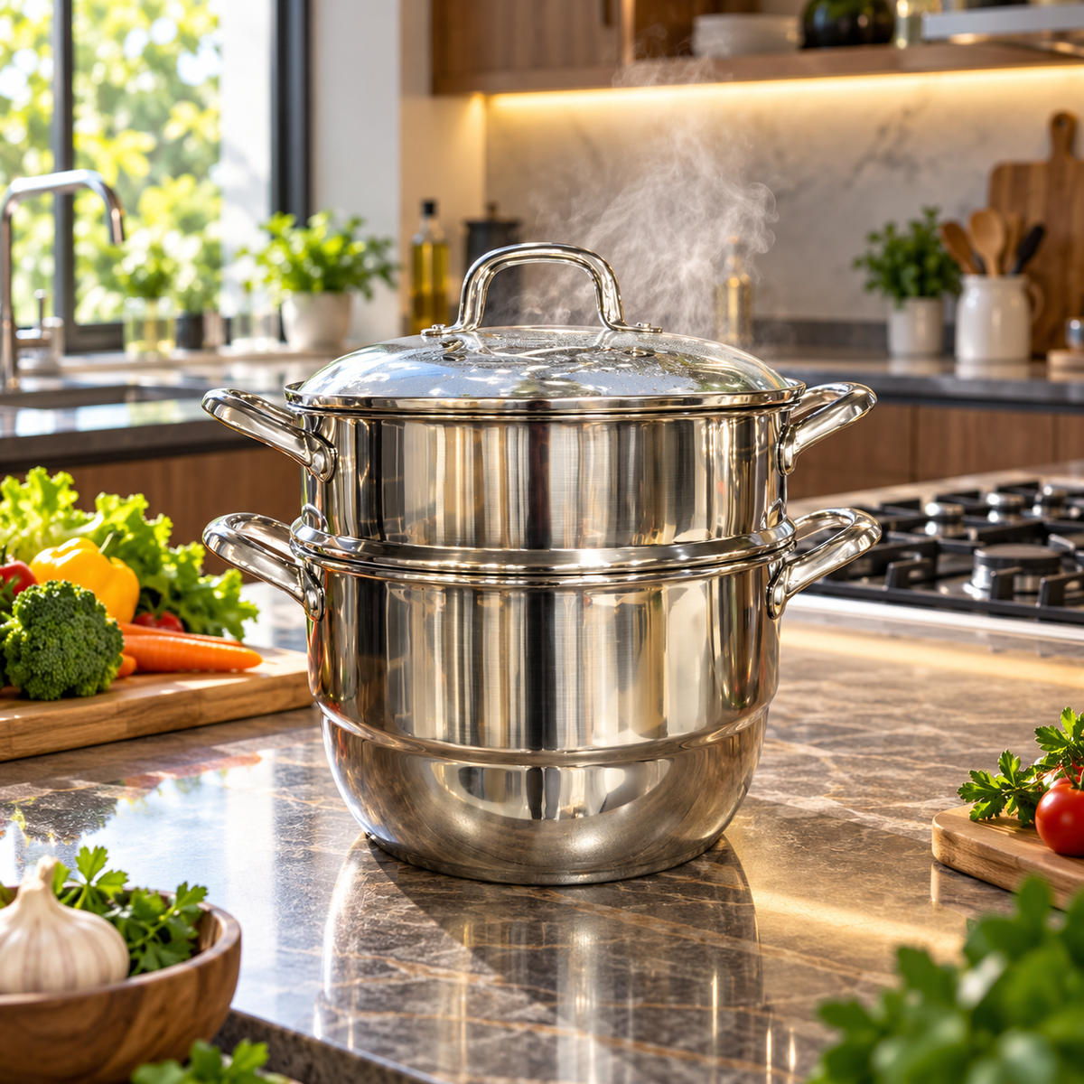 Renyo stainless steel double steamer 30cm