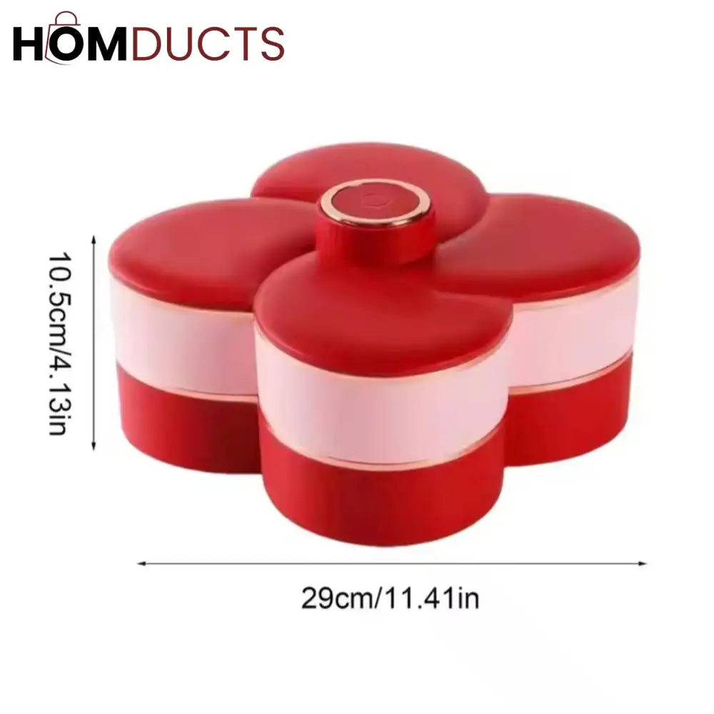 Rotating 2 Layer Dry Fruit Dish With Toothpick Holder