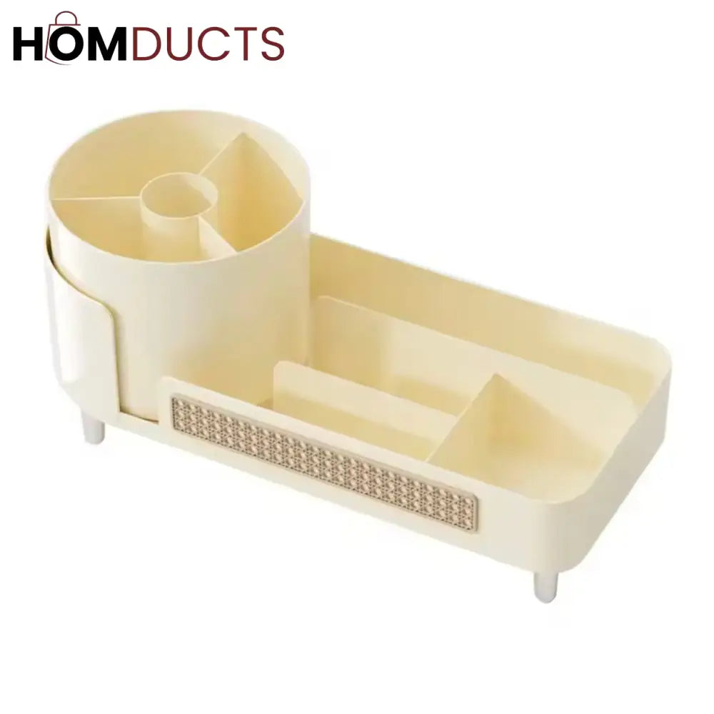 Rotating Cosmetic Organizer with Pen Holder | Makeup Storage Display Case