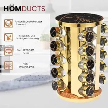 Rotating Glass Bottle Fancy Spice Set