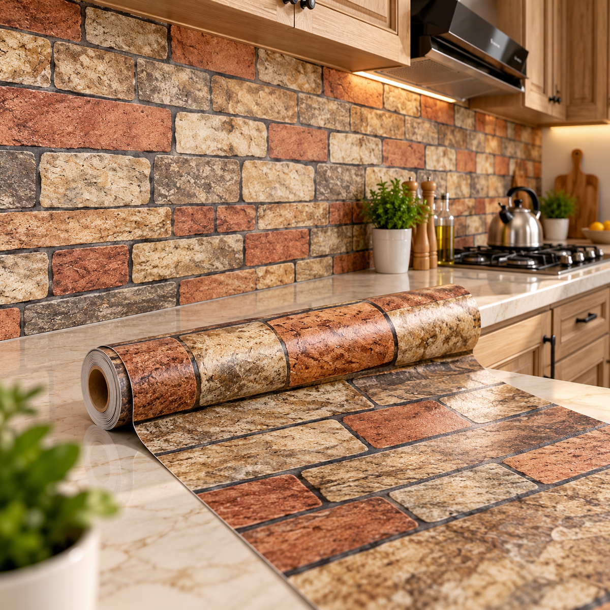 Rustic brick self adhesive printed sheet