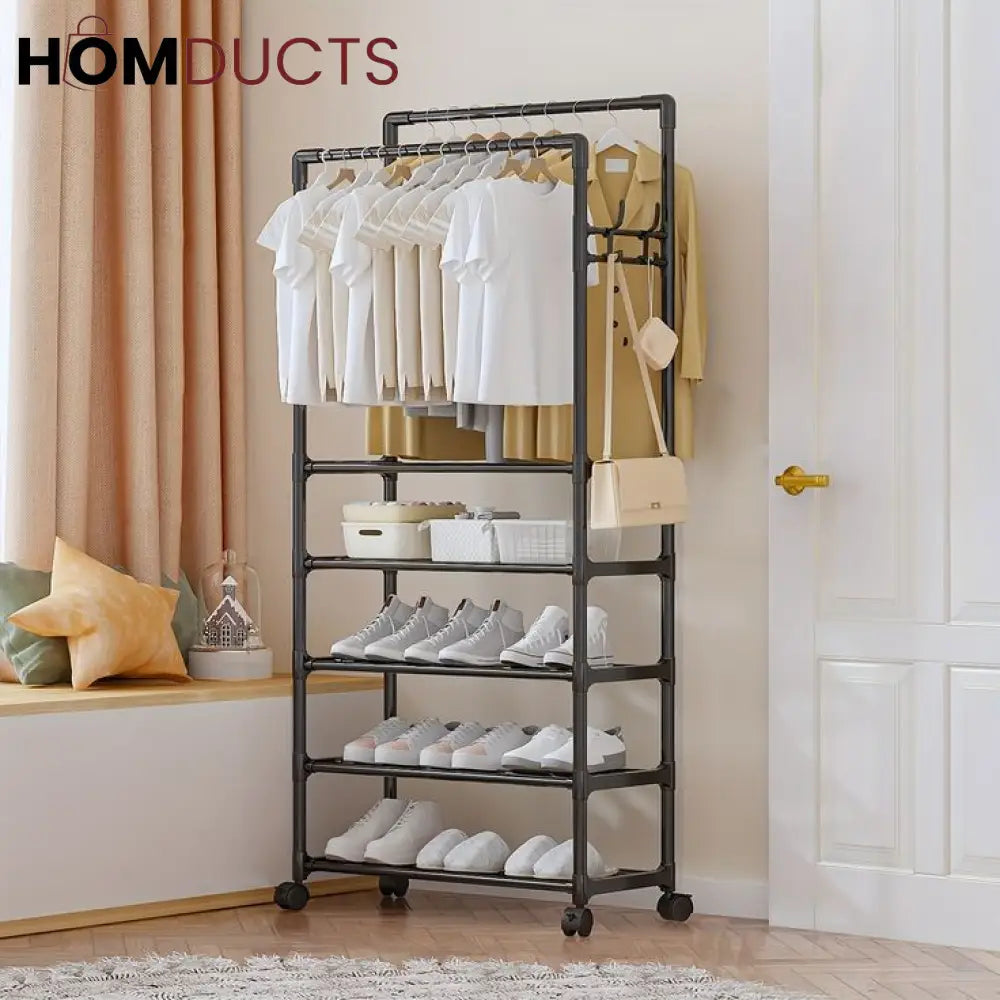 Simple Indoor Double Pole Coat Rack Homducts