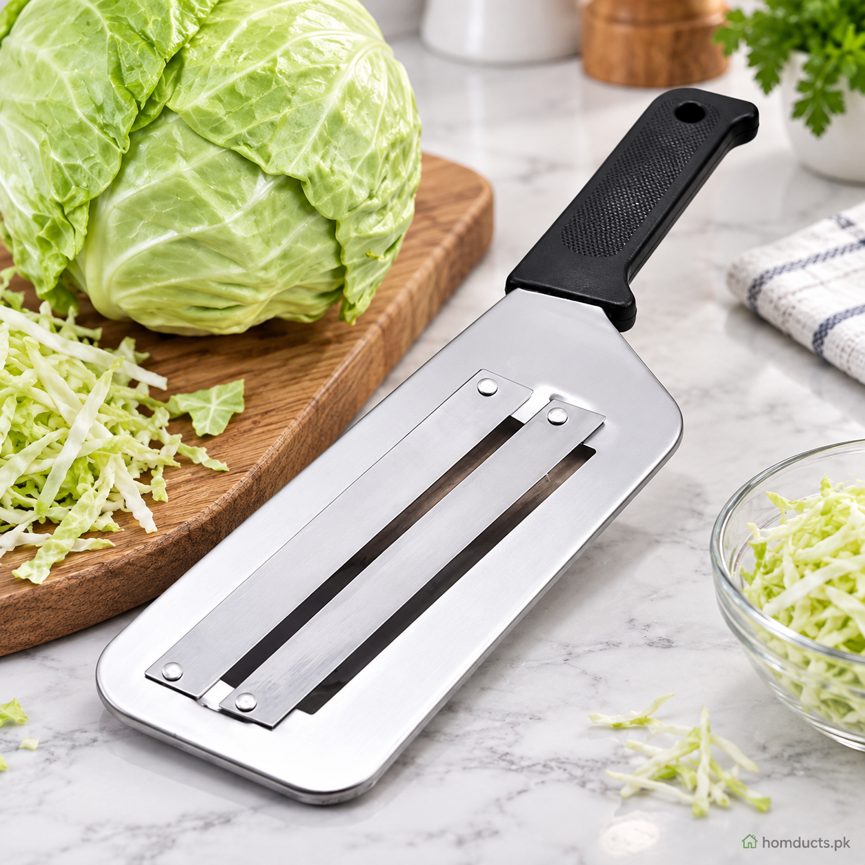 Stainless steel triple-blade cabbage and vegetable slicer