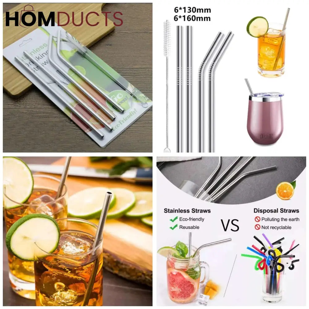 Stainless Steel Straw 4 Pcs Set