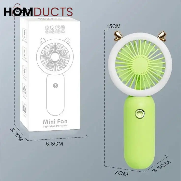 Strong Wind Handheld Fan With Light