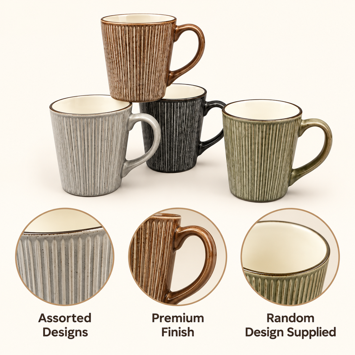 400ml Ribbed Porcelain Mug features and details