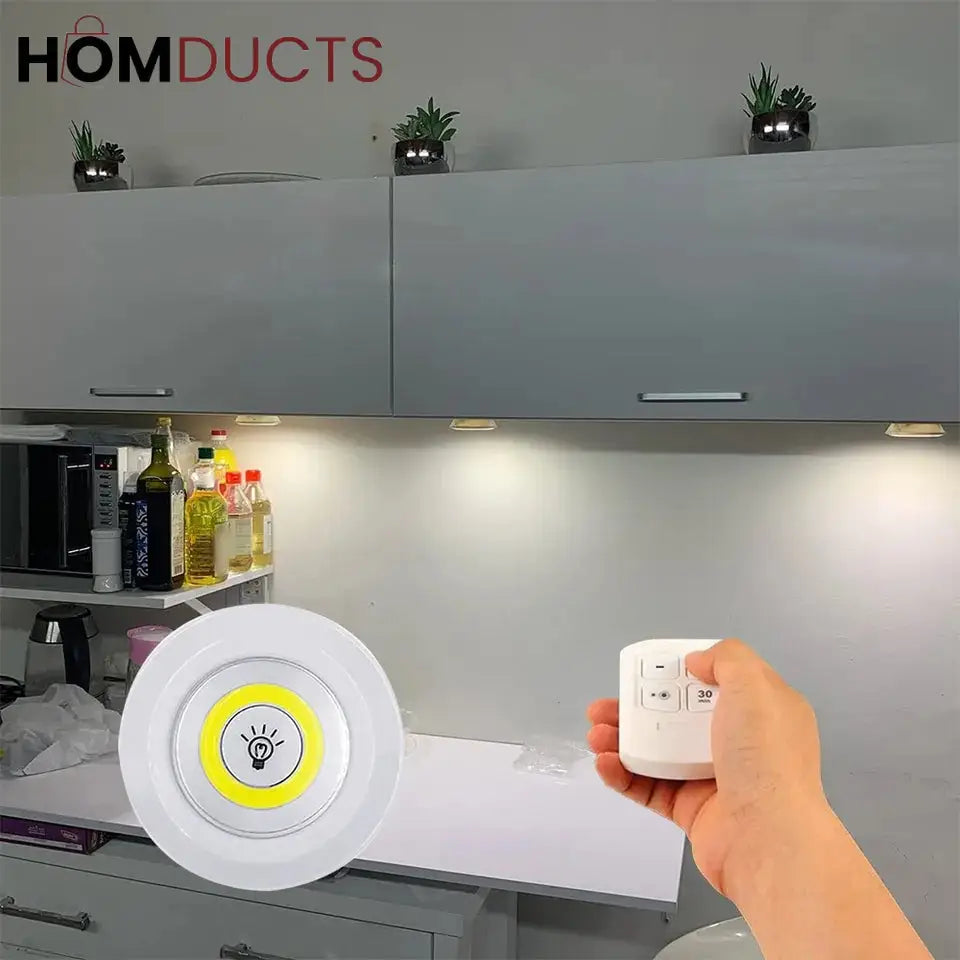 LED tap light and remote used below kitchen cabinets