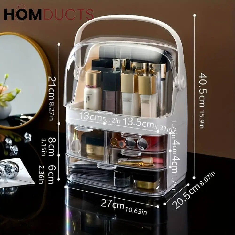Transparent Cosmetic Organizer Box With Dustproof Lid