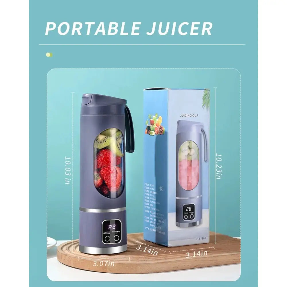 TriBlend Luxe Portable Juicer Bottle – USB Rechargeable Mini Blender with Digital Display