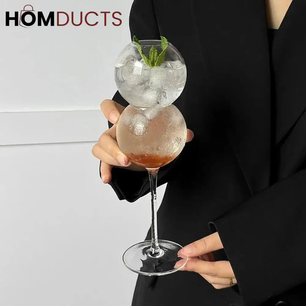 Unique Bubble Glassware - Round Cup for Cocktails & Juices (Small & Large) Large