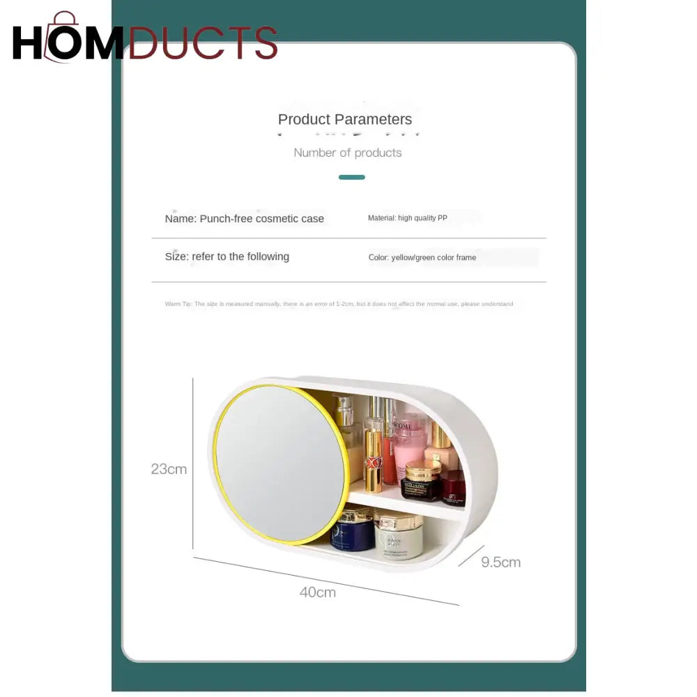 Wall Mounted Cosmetic Organiser With Mirror J & C Organizer