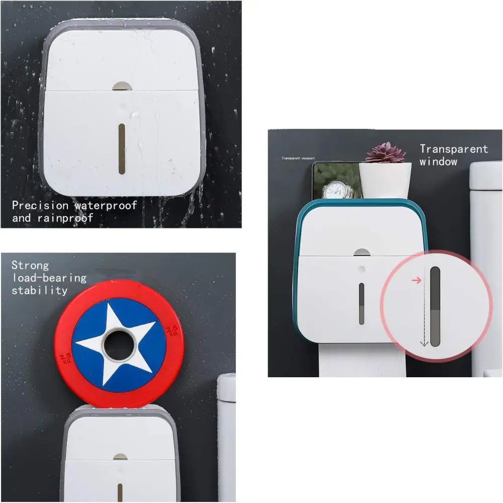 Waterproof Double Layer Toilet Paper Holder with Built-in Drawer & Phone Holder