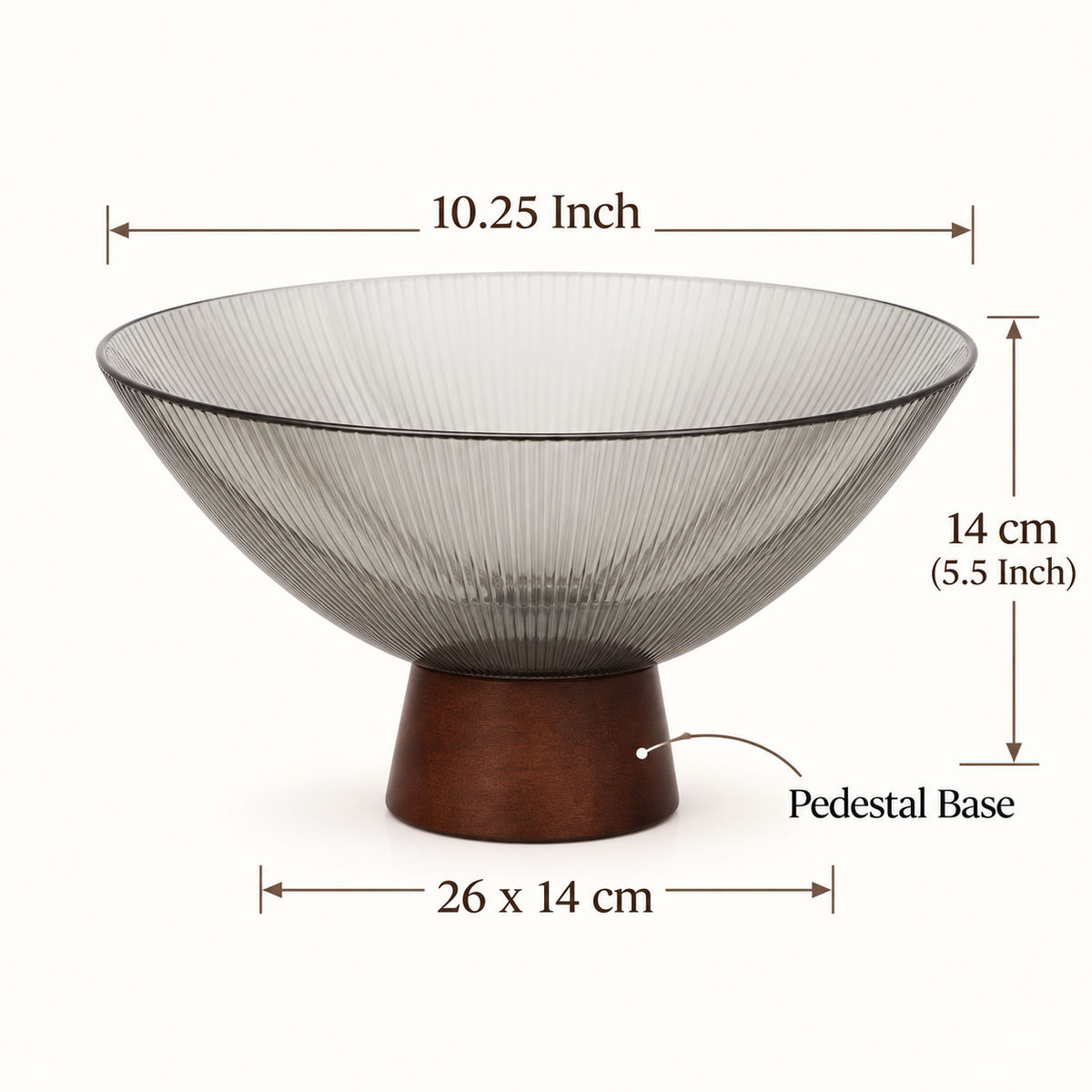 10.25-Inch Pedestal Glass Fruit Bowl features and details