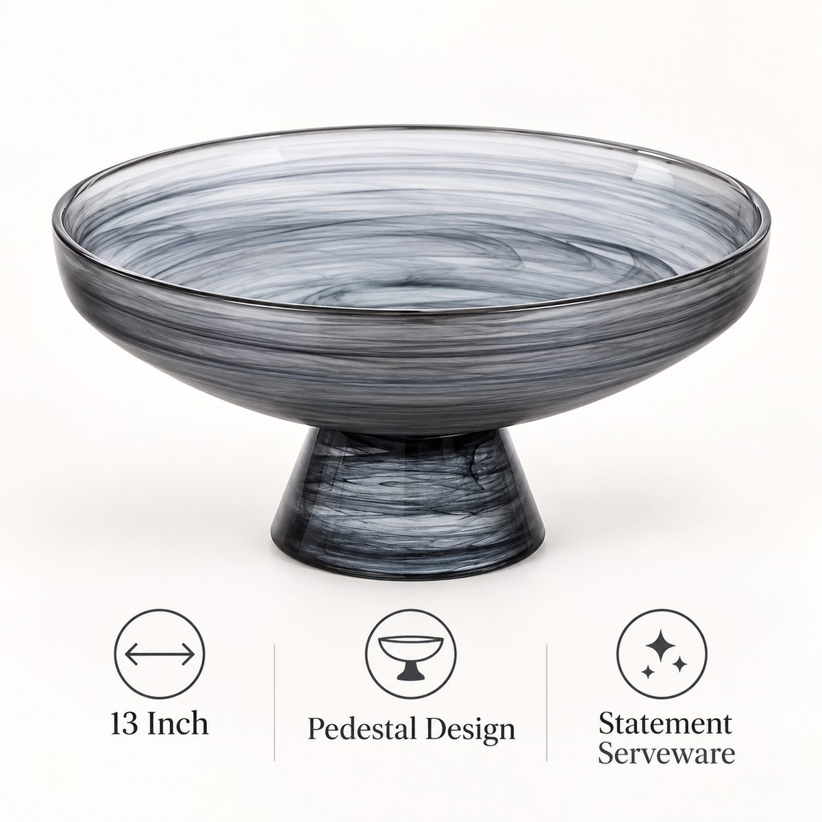 13-Inch Pedestal Glass Fruit Plate features and details
