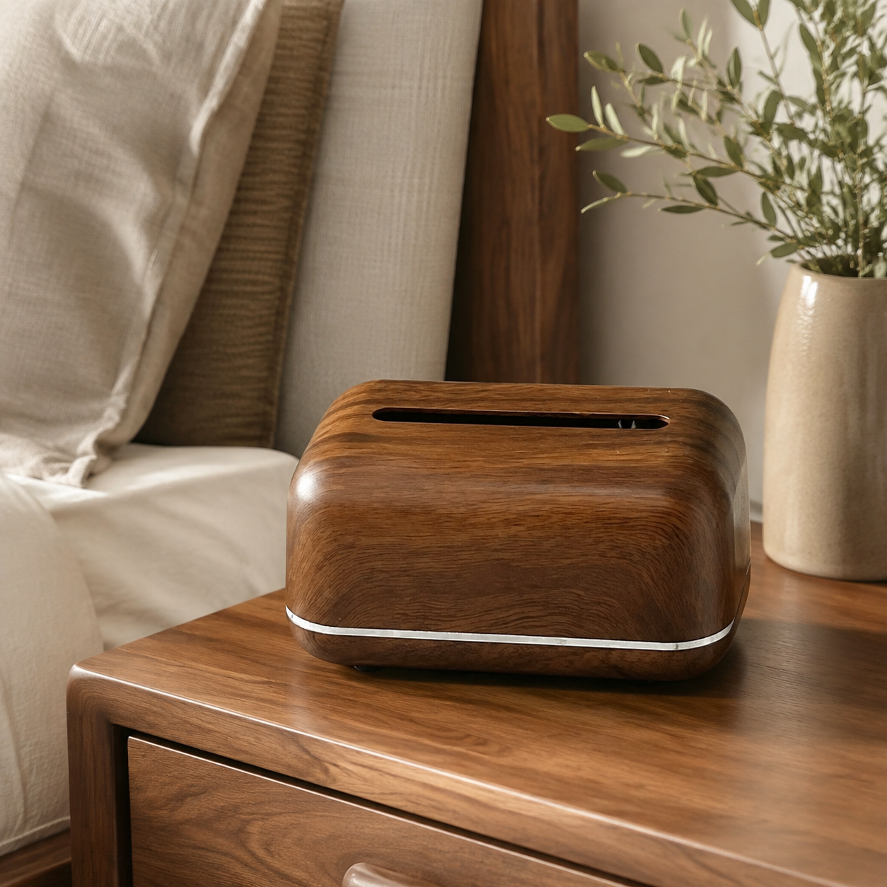 Wood-Effect Square Plastic Tissue Box 3904-16