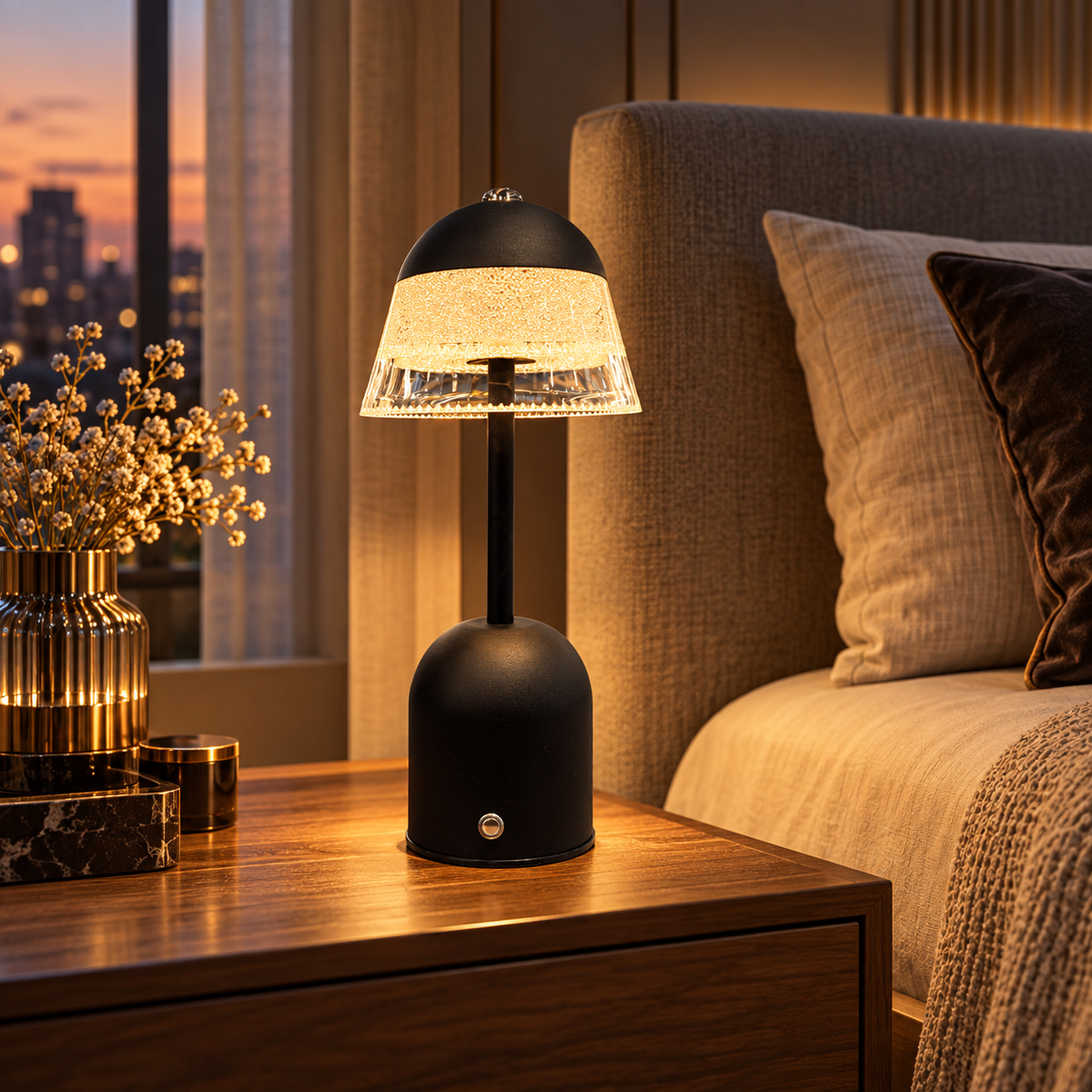 Crystal Dome Rechargeable Table Lamp