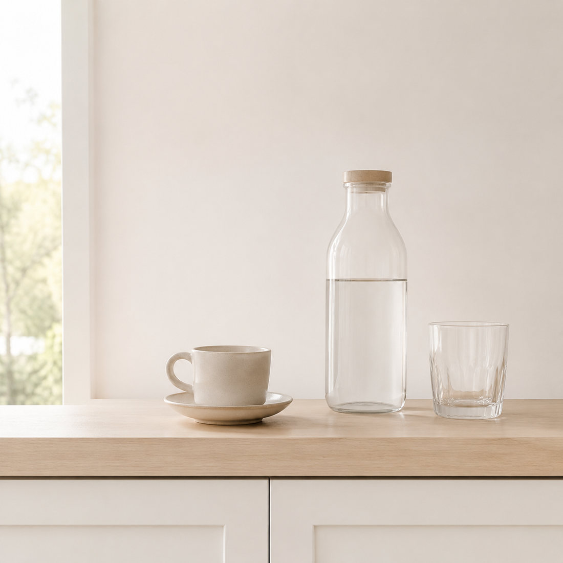 Cup bottle and drinking glass for a drinkware guide