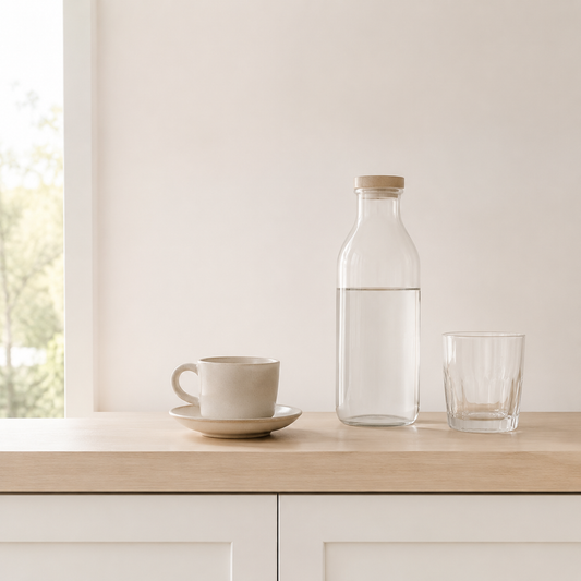 Cup bottle and drinking glass for a drinkware guide