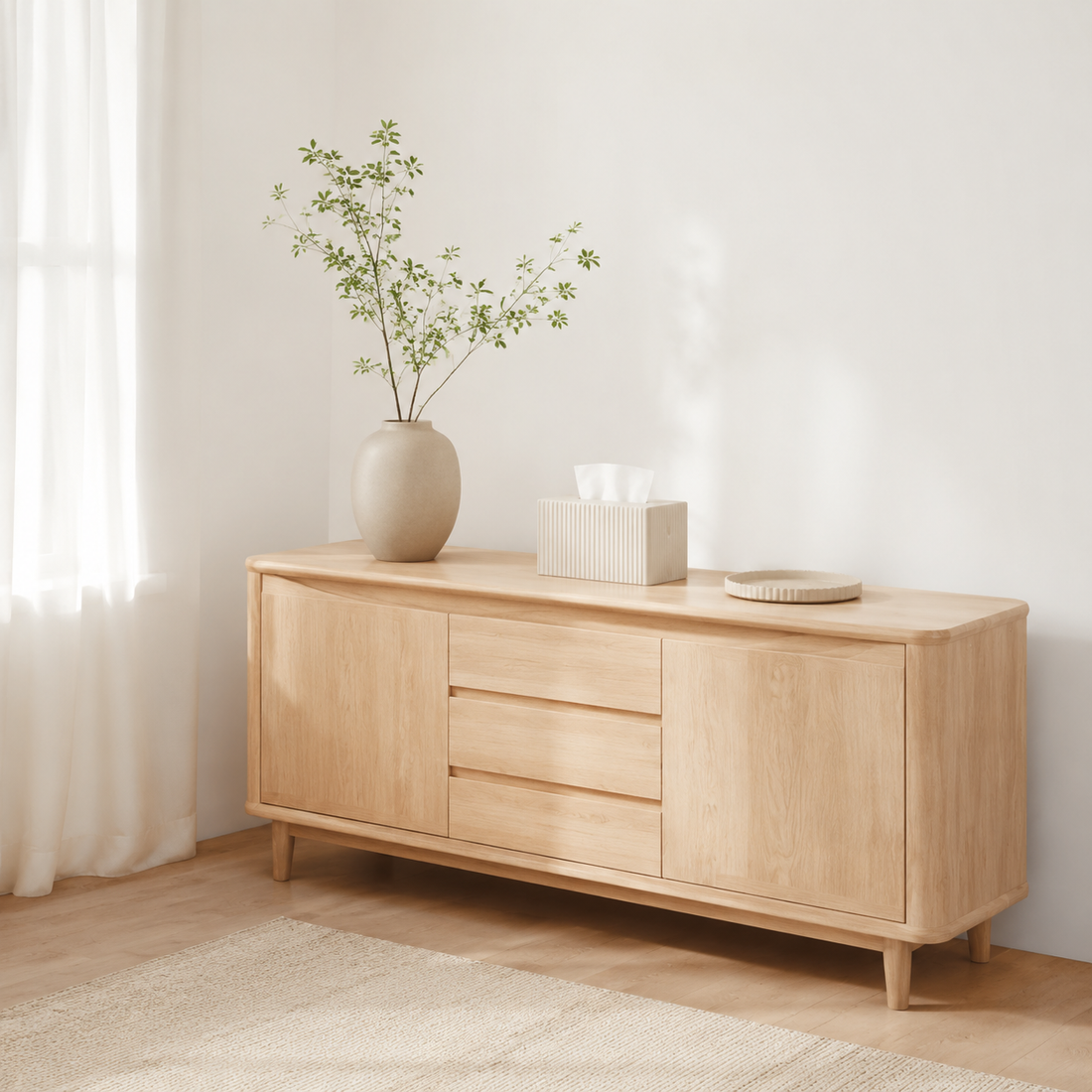 Affordable home accessories styled on a minimal console