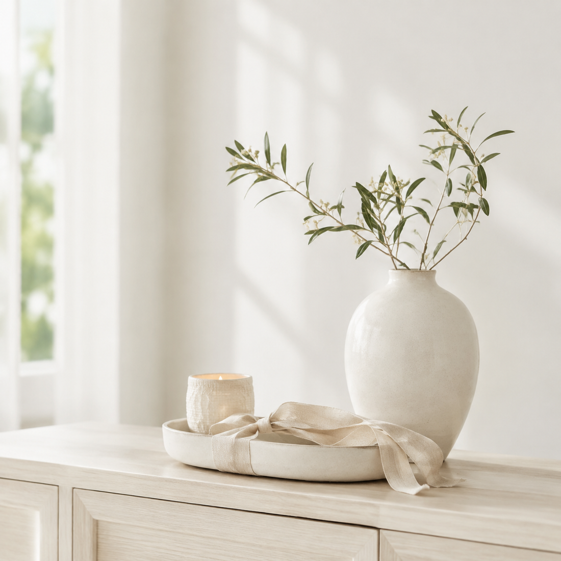 Minimal home decor gift arrangement for a housewarming