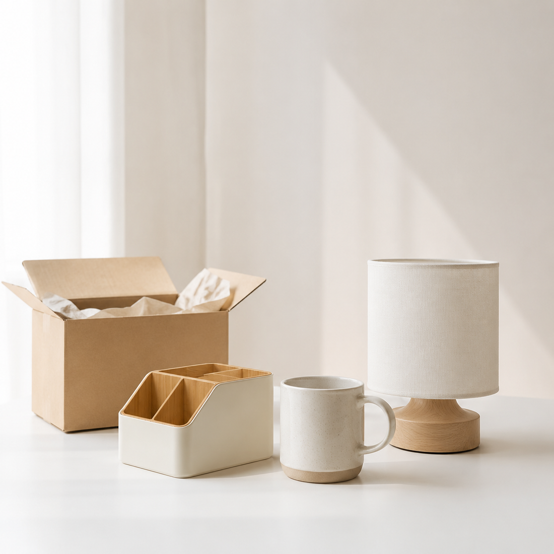 New home and kitchen products being unpacked